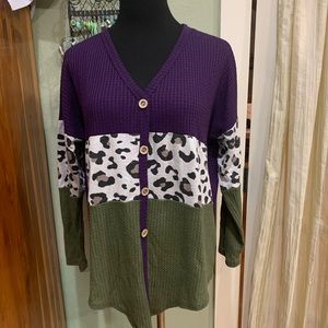 BiBi color lock waffle-knit top